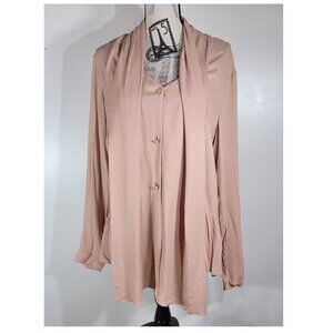 Lanvin Silk-Blend V-Necked Blouse, Blush Pink, Womens Size 44 EU / 12 US